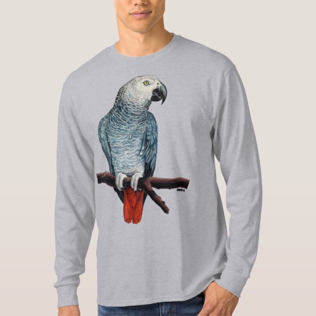 Manar African Grått Parrot Shirt Parrot Art T-shir T Shirt (Framsida)