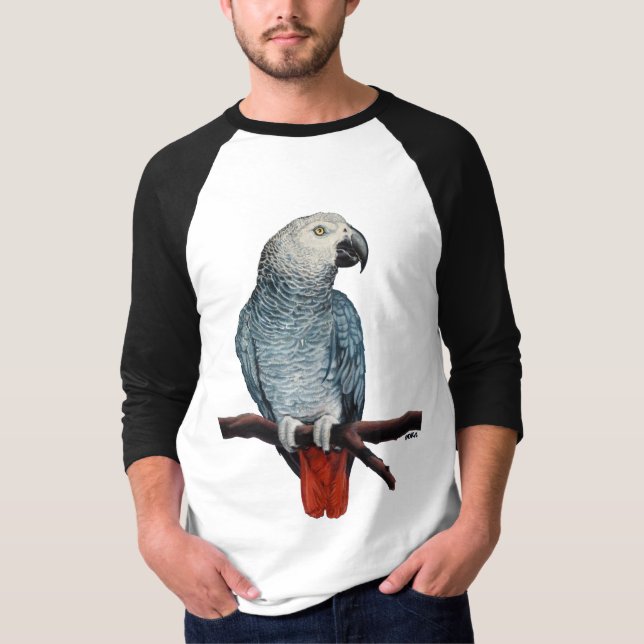 Manar African Grått Parrot Shirt Parrot Jersey T Shirt (Framsida)