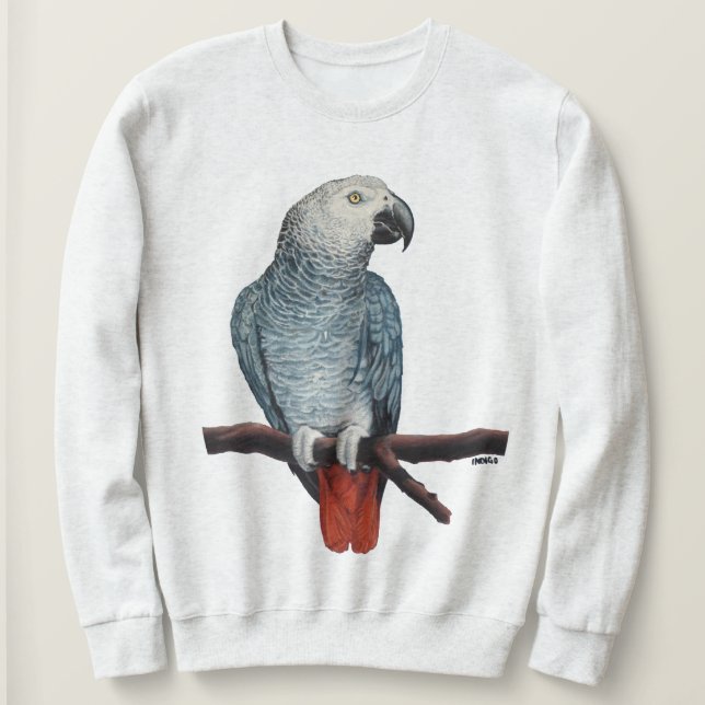 Manar African Grått Parrot Shirt Parrot Sweatshirt T (Design framsida)