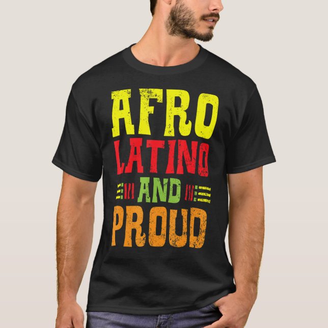 Manar Afro Latino och stolt svart historia månad e T Shirt (Framsida)