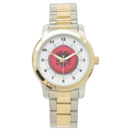 Manar Albanien Flagga Oversized Two-Tone Watch Armbandsur