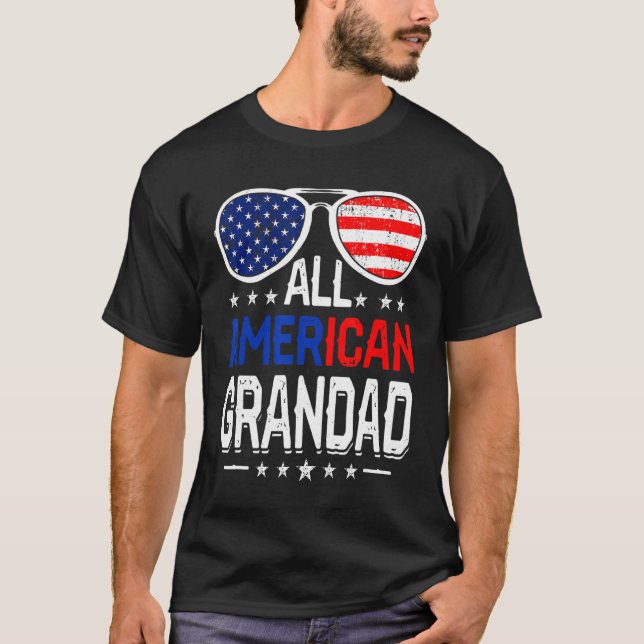 Manar all amerikansk farfar 4 juli Fars dag T Shirt (Framsida)