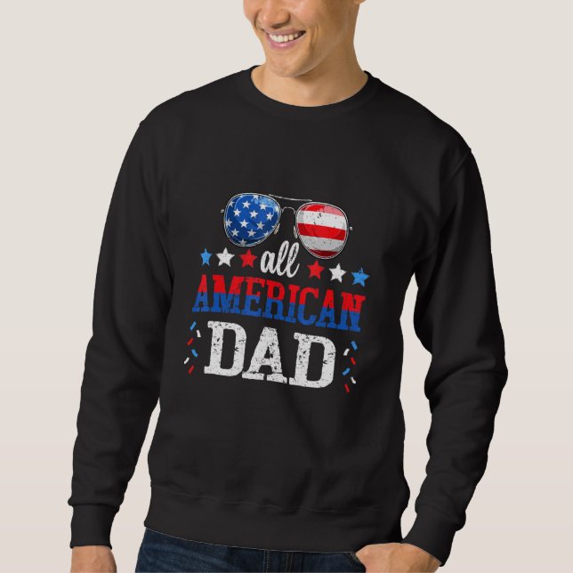 Manar all amerikansk Pappa 4:e juli Sunglass Manar Lång Ärmad Tröja (Framsida)