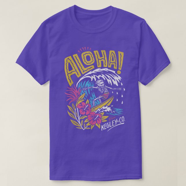 Manar Aloha Hawaii Skeleton Surfa Beach Summer Äls T Shirt (Design framsida)