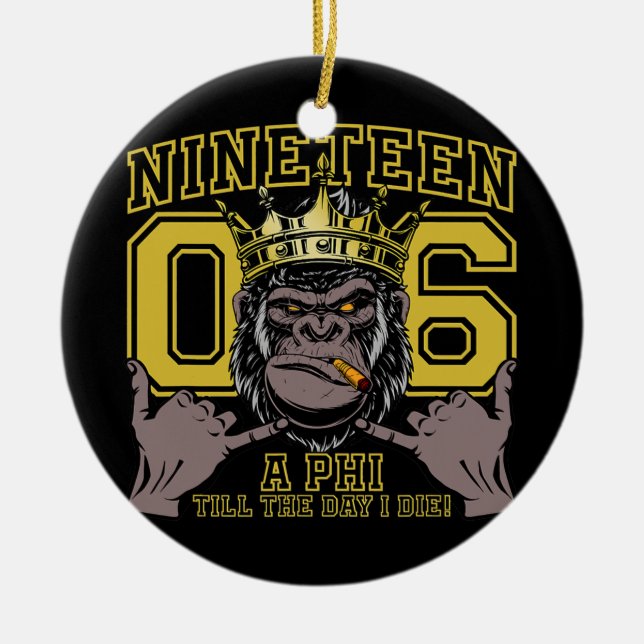 Manar Alpha African 1906 Fratairy Ape Hand Sign Julgransprydnad Keramik (Framsidan)