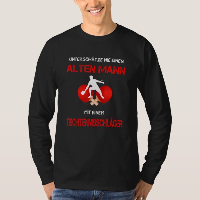 Manar Alter Mann Bord Tennis Fladdermus Ping Pong  T Shirt (Framsida)