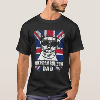 Manar American Bulldog Pappa Coola UK Flagga Vinta T Shirt