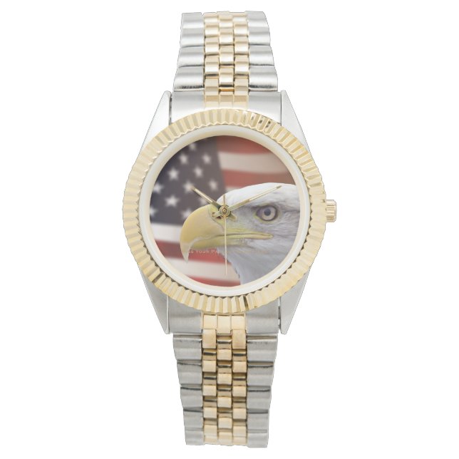 Manar American Eagle Flagga Two-Tone Watch Armbandsur (Framsida)