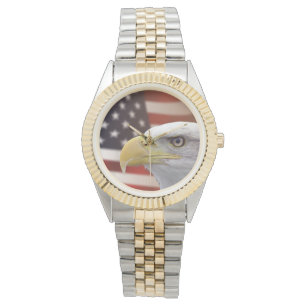 Manar American Eagle Flagga Two-Tone Watch Armbandsur