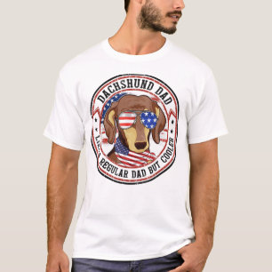 Manar American Flagga 4 juli Dachshund Pappa like T Shirt