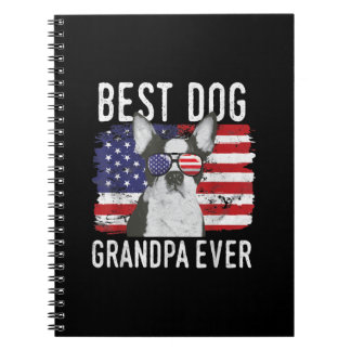 Manar American Flagga Best Hund Grandpa All Boston Anteckningsbok
