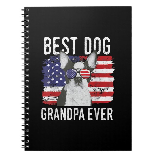 Manar American Flagga Best Hund Grandpa All Boston Anteckningsbok (Framsidan)