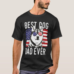 Manar American Flagga Best Hund Pappa All Siberian T Shirt