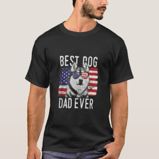 Manar American Flagga Best Hund Pappa All Siberian T Shirt