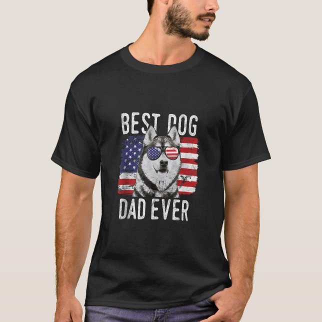 Manar American Flagga Best Hund Pappa All Siberian T Shirt (Framsida)