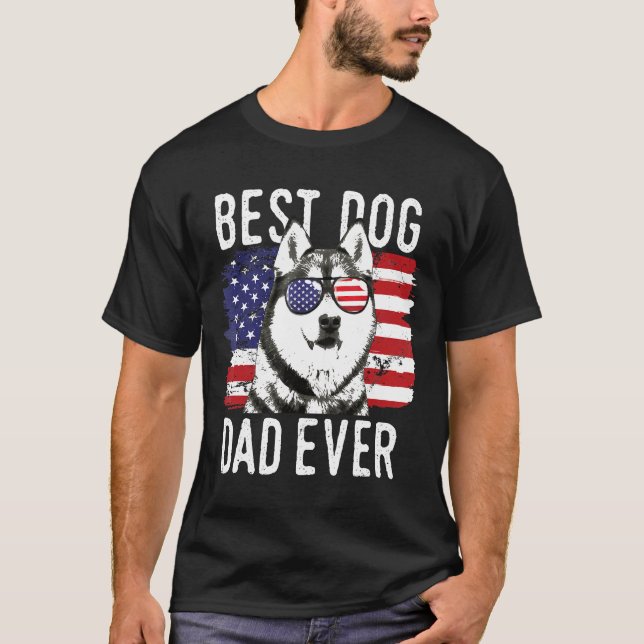 Manar American Flagga Best Hund Pappa All Siberian T Shirt (Framsida)