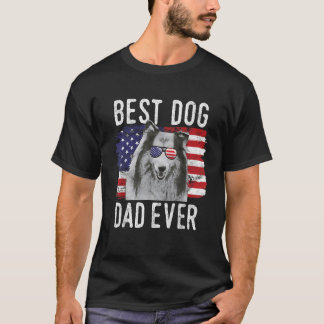 Manar American Flagga Best Hund Pappa någonsin Col T Shirt