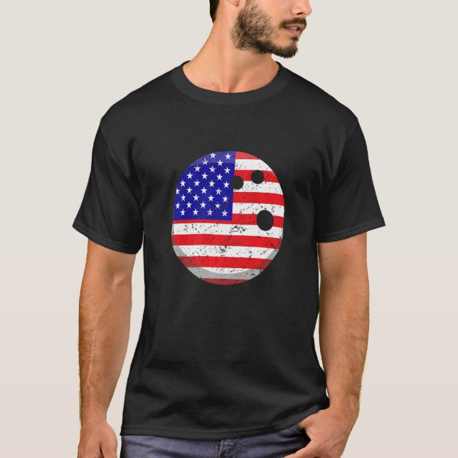 Manar American Flagga Bowling juli 4:e USA:s Manar T Shirt (Framsida)