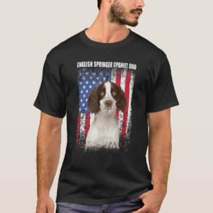 Manar American Flagga English Springer Spain Pappa T Shirt