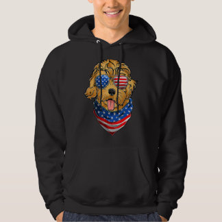 Manar American Flagga Golden Doodle Doggy Fjärde a Hoodie