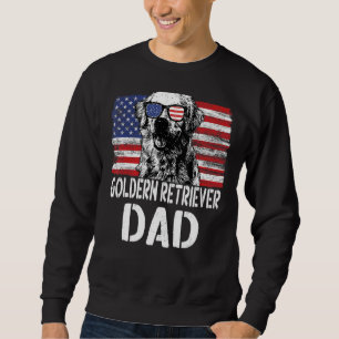 Manar American Flagga Goldern Retriever Pappa Hund Lång Ärmad Tröja