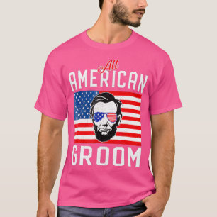 Manar American Flagga Groom juli 4th Bachelor T Shirt