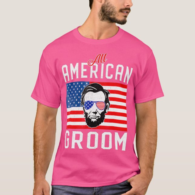 Manar American Flagga Groom juli 4th Bachelor T Shirt (Framsida)