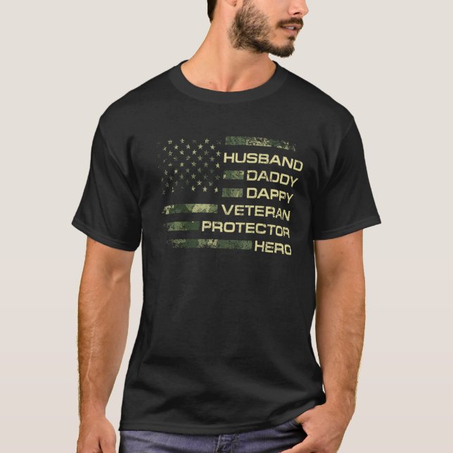 Manar American Flagga Make pappa Dappy Veteran Pro T Shirt (Framsida)