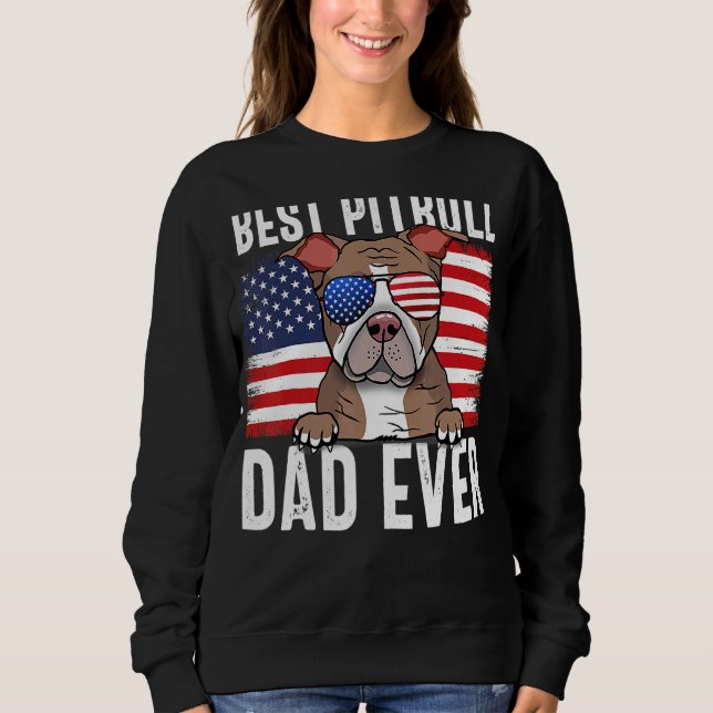 Manar American Flagga Pitbull Pappa Hund för Far D T Shirt (Framsida)