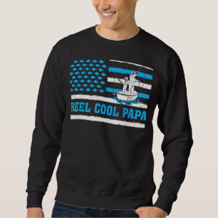 Manar American Flagga Reel Coola Fishing Pappa Far Lång Ärmad Tröja