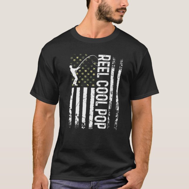 Manar American Flagga Reel Coola POP för pappa Mak T Shirt (Framsida)