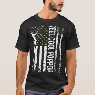 Manar American Flagga Reel Coola Poppop för pappa T Shirt