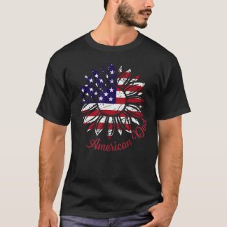 Manar American Flagga Sunblomma USA4th juli Manar T Shirt