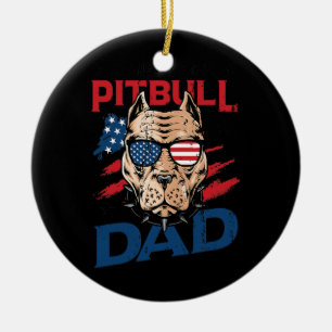 Manar American Pitbull Pappa 4 juli Julgransprydnad Keramik