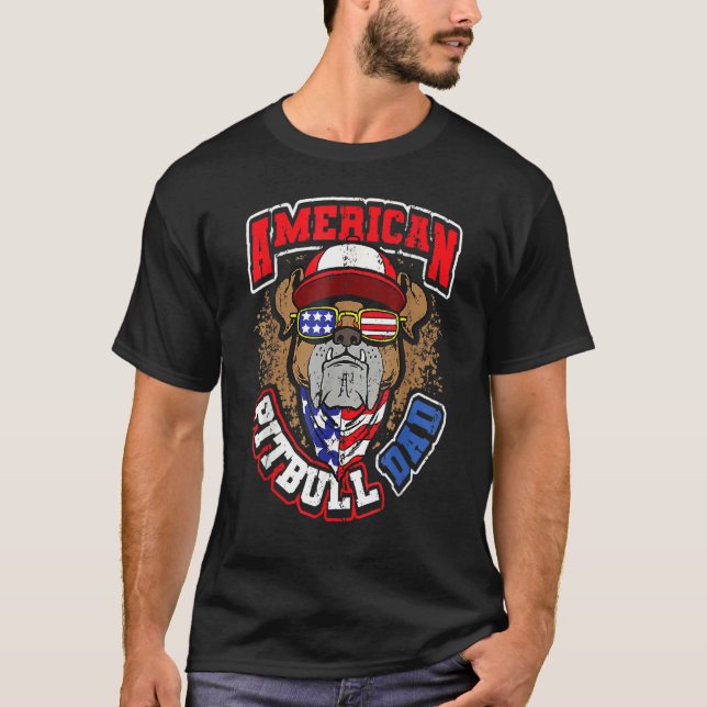 Manar American Pitbull Pappa 4 juli T Shirt (Framsida)