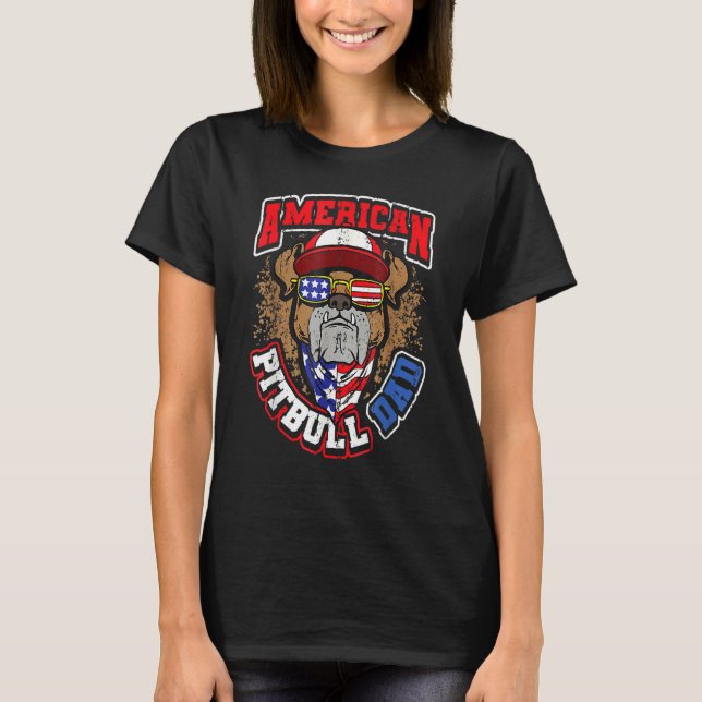 Manar American Pitbull Pappa 4 juli T Shirt (Framsida)
