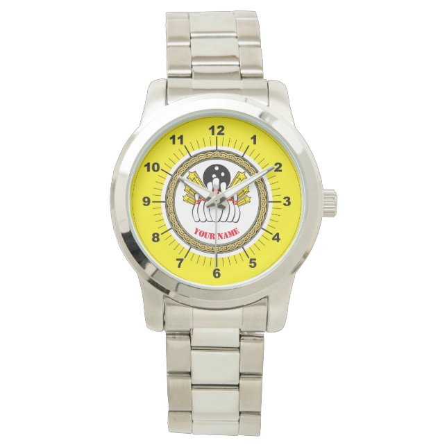 Manar Anpassningsbar Bowling (lägg till namn) Over Armbandsur (Framsida)