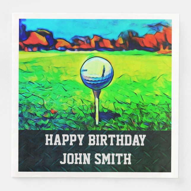 Manar Anpassningsbar Golfing Birthday Napkins Pappersservett (Framsida)