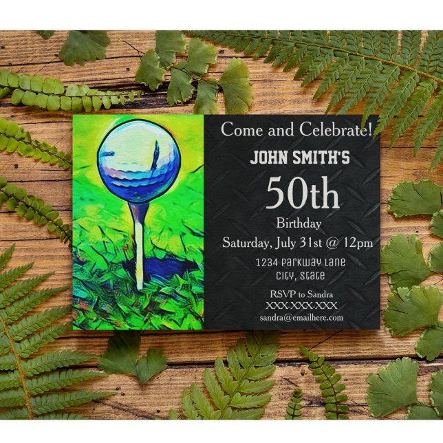 Manar Anpassningsbar Golfing Birthday Sports Far Inbjudningar (Men's golf themed birthday invitation)