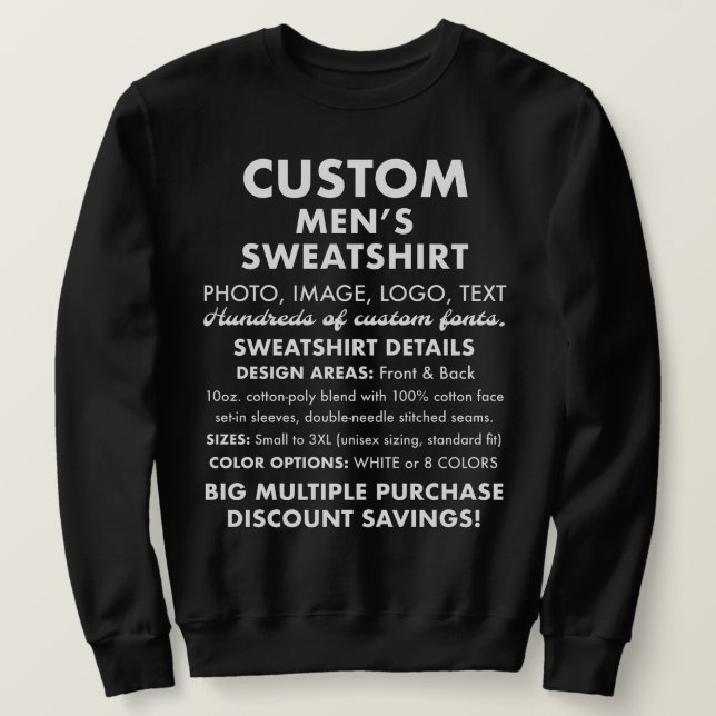 Manar Anpassningsbar Personlig Black Sweatshirt (Design framsida)