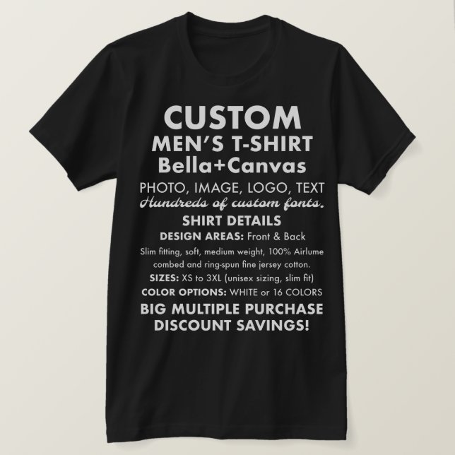 Manar Anpassningsbar Personlig Black T-Shirt (Design framsida)