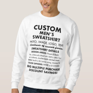 Manar Anpassningsbar Personlig Classic White Sweat Lång Ärmad Tröja