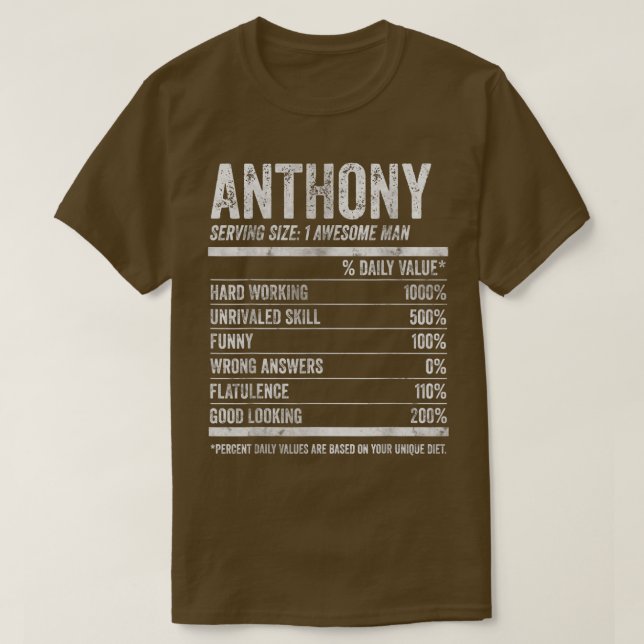 Manar Anthony Nutrition Personlig Namn Funny Na T Shirt (Design framsida)
