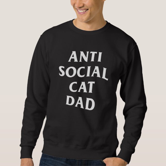 Manar Anti-Social Cat Pappa Introvert Far Cat Lång Ärmad Tröja (Framsida)
