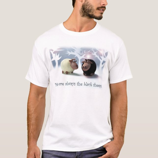 Manar är alltid de roliga svart sheepsna tee shirt (Framsida)
