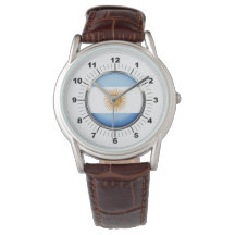 Manar Argentina Flagga Classic Brown Leather Watch