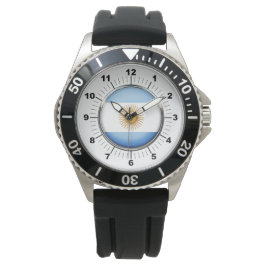 Manar Argentina Flagga Krona Black Rubber Watch Armbandsur