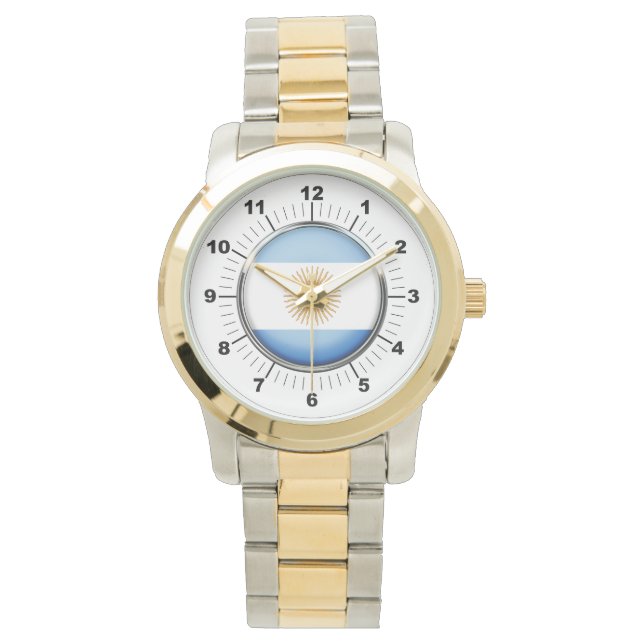 Manar Argentina Flagga Oversized Two-Tone Watch Armbandsur (Framsida)