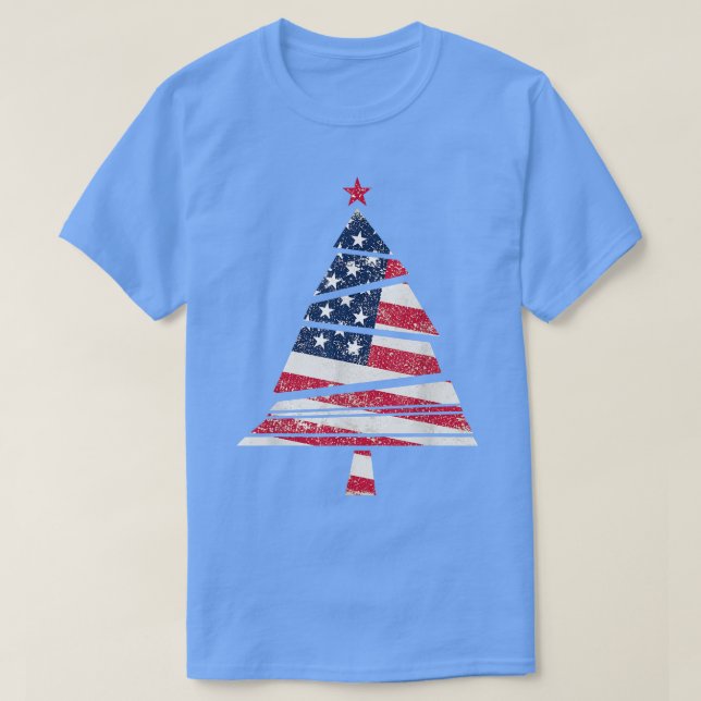 Manar Artsy American Flagga USA Färg Grunt Christm T Shirt (Design framsida)