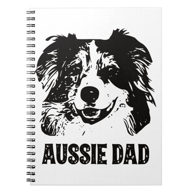 Manar Aussie Pappa - Australian shepherd Hund Papp Anteckningsbok (Framsidan)